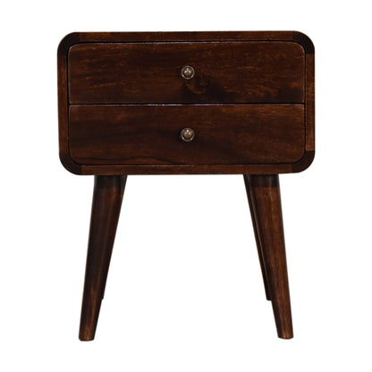 Curved Dark Walnut Bedside - The Sturdy Wood Company