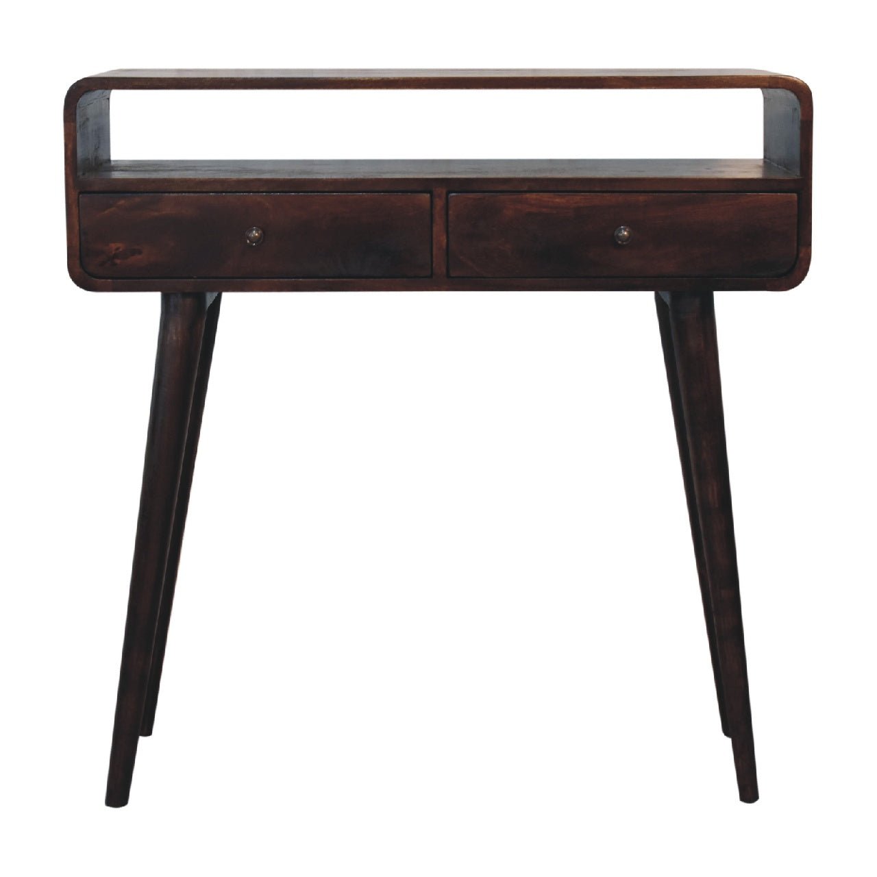 Curved Light Walnut Console Table - The Sturdy Wood Company