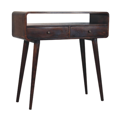 Curved Light Walnut Console Table - The Sturdy Wood Company