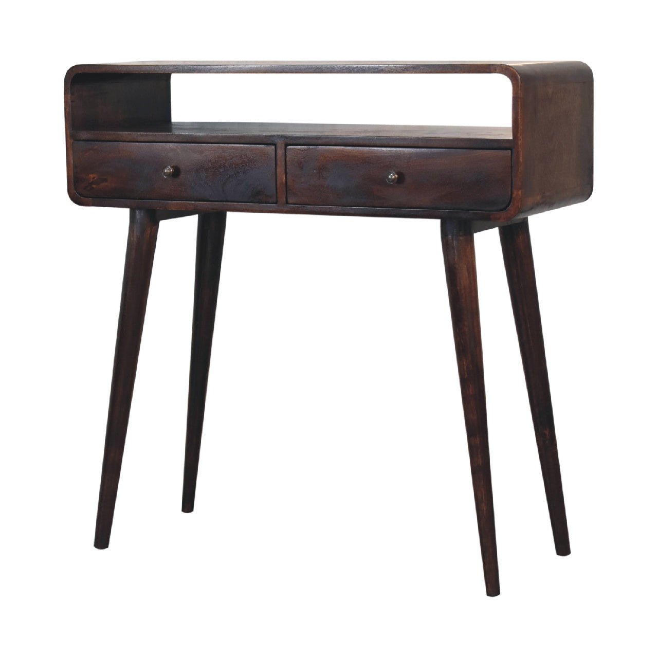 Curved Light Walnut Console Table - The Sturdy Wood Company