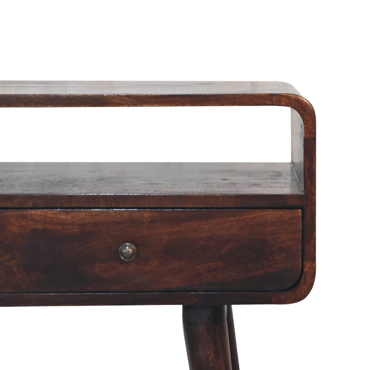 Curved Light Walnut Console Table - The Sturdy Wood Company