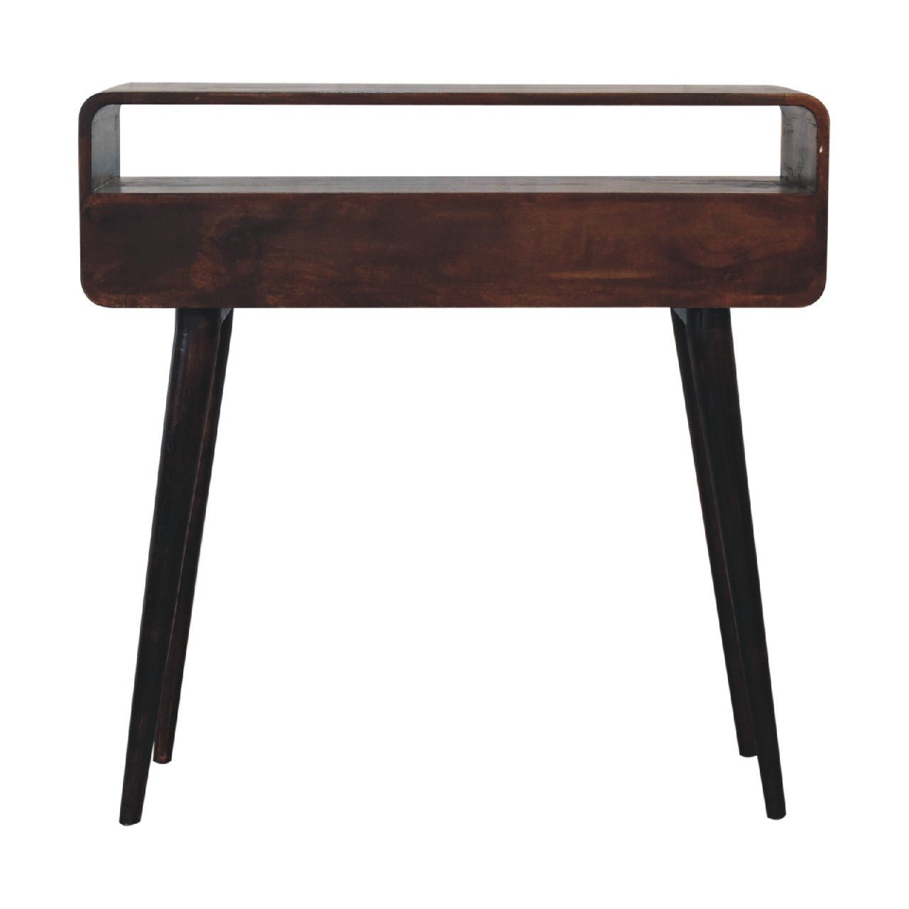 Curved Light Walnut Console Table - The Sturdy Wood Company