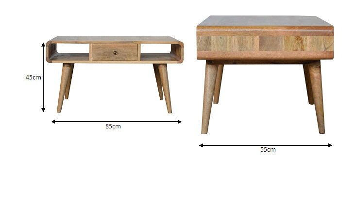 Curved Oak-ish Coffee Table - The Sturdy Wood Company