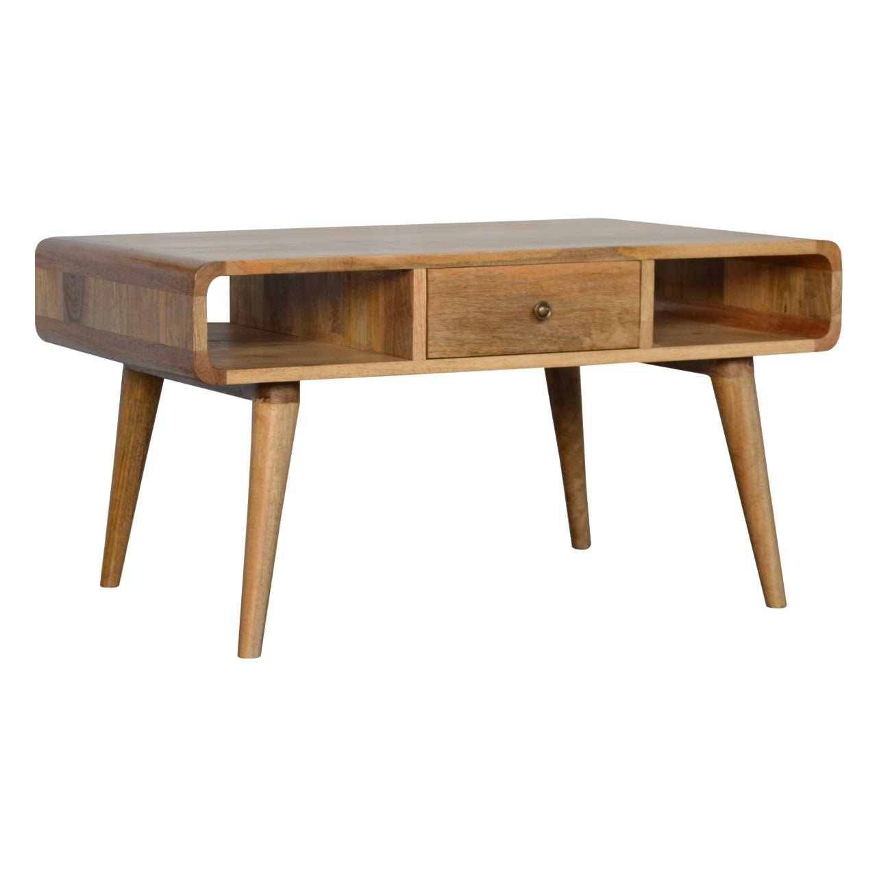 Curved Oak-ish Coffee Table - The Sturdy Wood Company