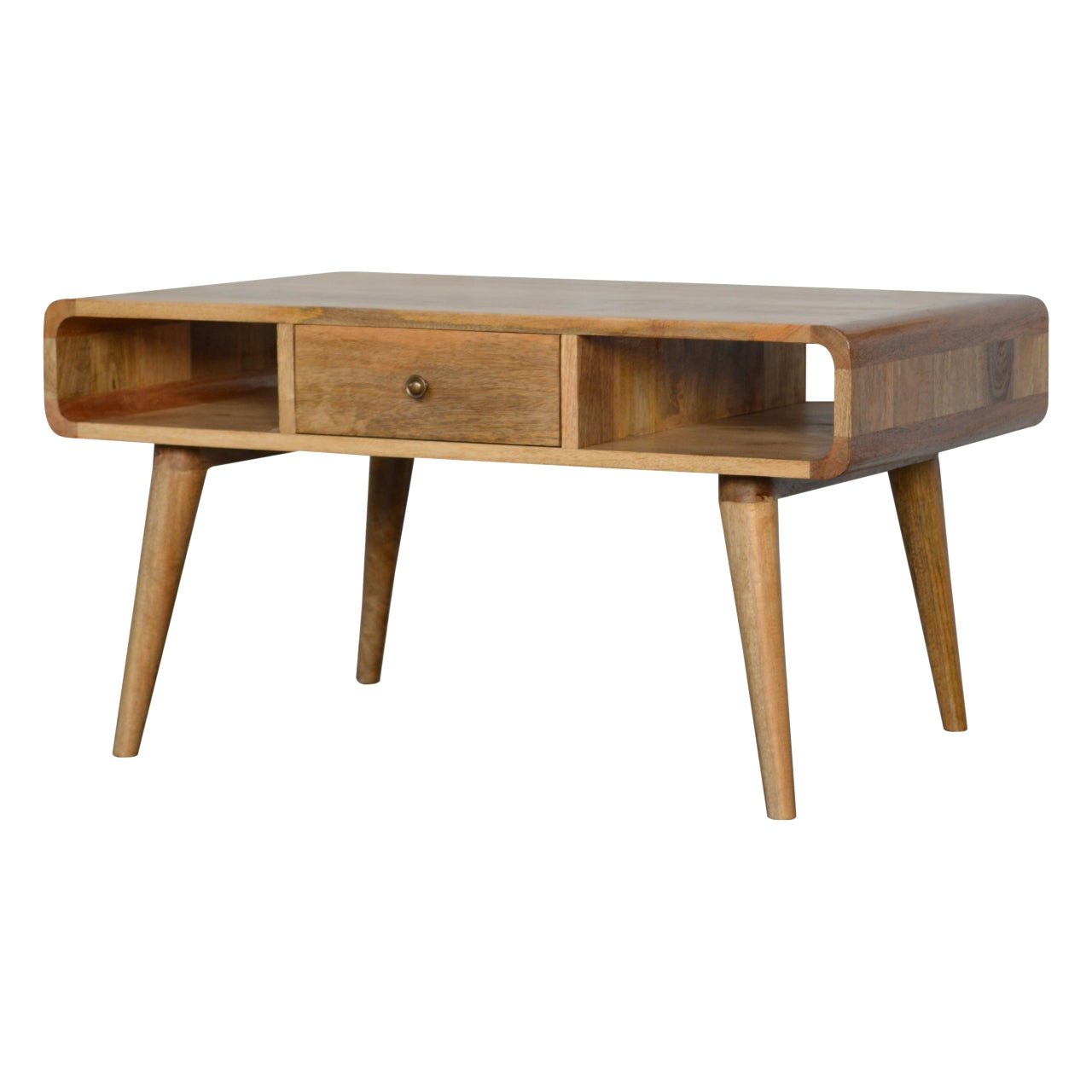 Curved Oak-ish Coffee Table - The Sturdy Wood Company