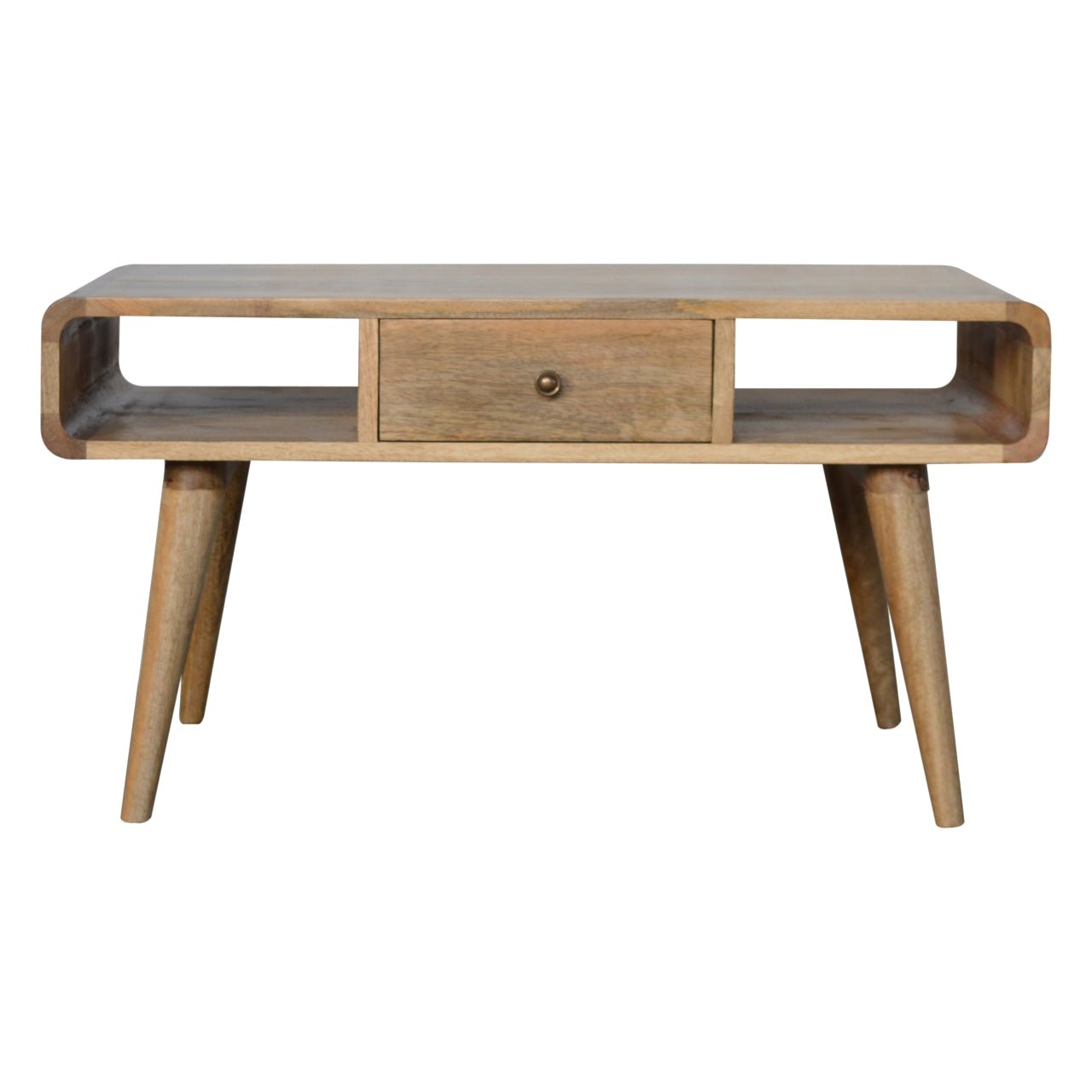 Curved Oak-ish Coffee Table - The Sturdy Wood Company