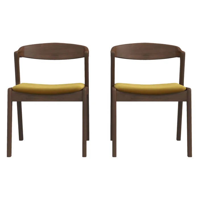 Dakota Dark Yellow Velvet Dining Chair (Set Of 2) - The Sturdy Wood Company