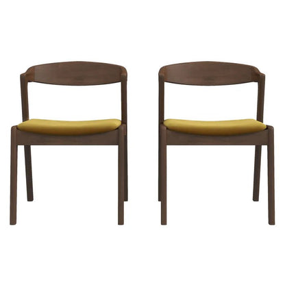 Dakota Dark Yellow Velvet Dining Chair (Set Of 2) - The Sturdy Wood Company