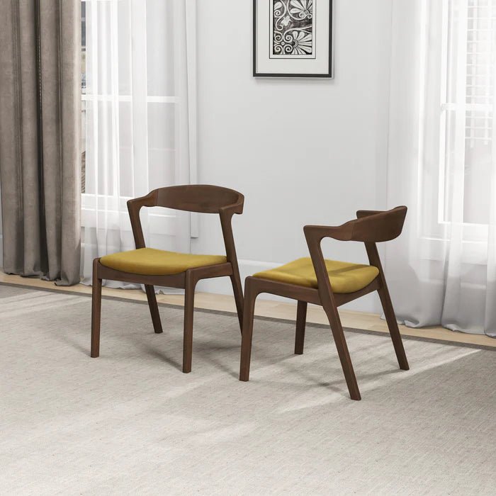 Dakota Dark Yellow Velvet Dining Chair (Set Of 2) - The Sturdy Wood Company