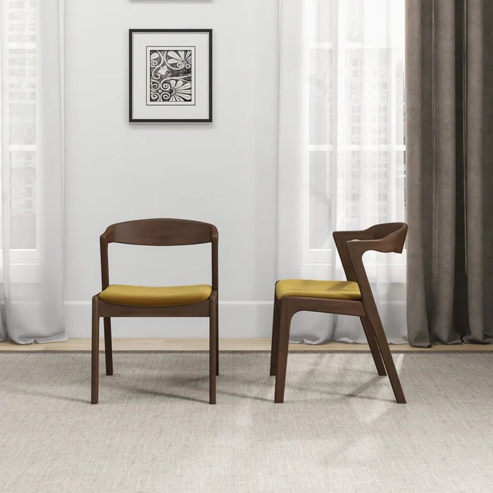 Dakota Dark Yellow Velvet Dining Chair (Set Of 2) - The Sturdy Wood Company