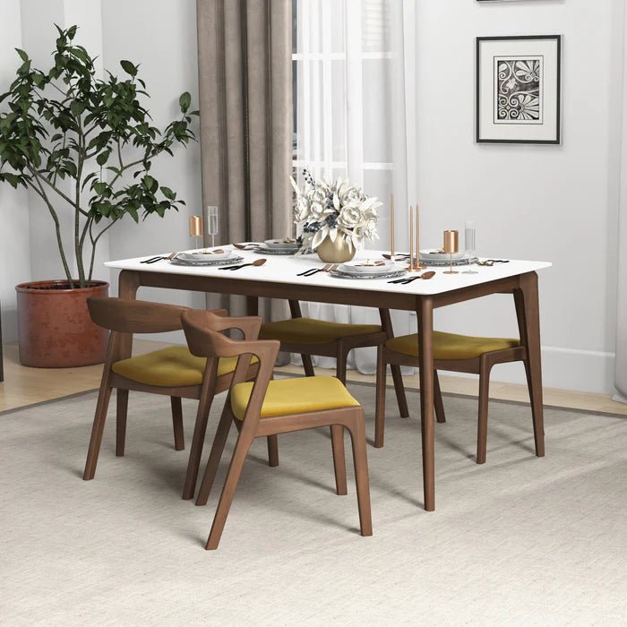 Dakota Dark Yellow Velvet Dining Chair (Set Of 2) - The Sturdy Wood Company