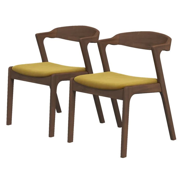 Dakota Dark Yellow Velvet Dining Chair (Set Of 2) - The Sturdy Wood Company