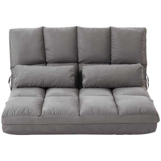 Dark Grey Polyester Suede Fabric Floor Sofa Bed Recliner with Adjustable Back - The Sturdy Wood Company