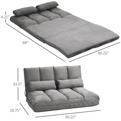 Dark Grey Polyester Suede Fabric Floor Sofa Bed Recliner with Adjustable Back - The Sturdy Wood Company