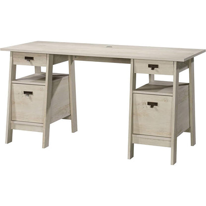 FarmHouse Chalky Oak Executive Desk w/ Filing Cabinets Storage - The Sturdy Wood Company