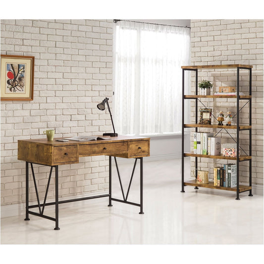 Farmhouse Rustic Home Office 3 Drawer Writing Desk - The Sturdy Wood Company