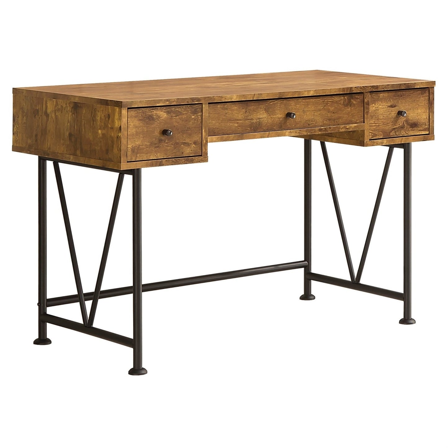 Farmhouse Rustic Home Office 3 Drawer Writing Desk - The Sturdy Wood Company