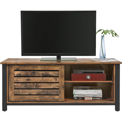 Farmhouse TV Stand Entertainment Center w/ Sliding Wood Doors for TV up to 50-in - The Sturdy Wood Company