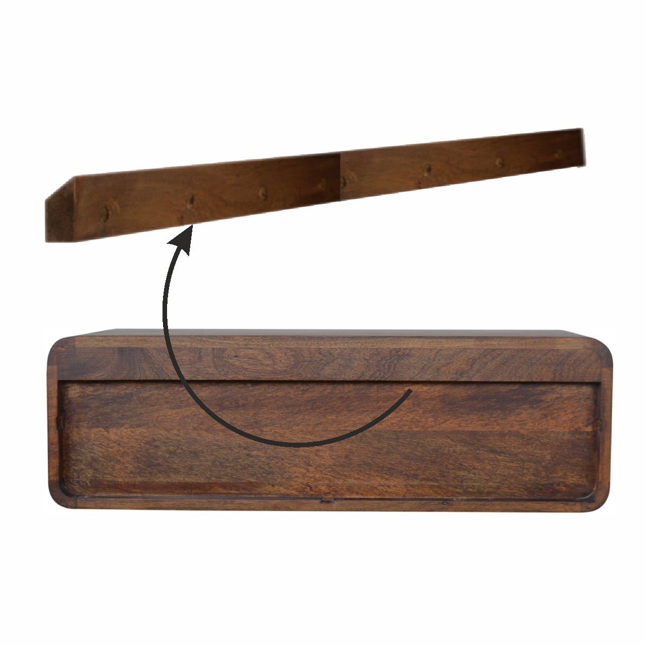 Floating Chestnut Open Console - The Sturdy Wood Company