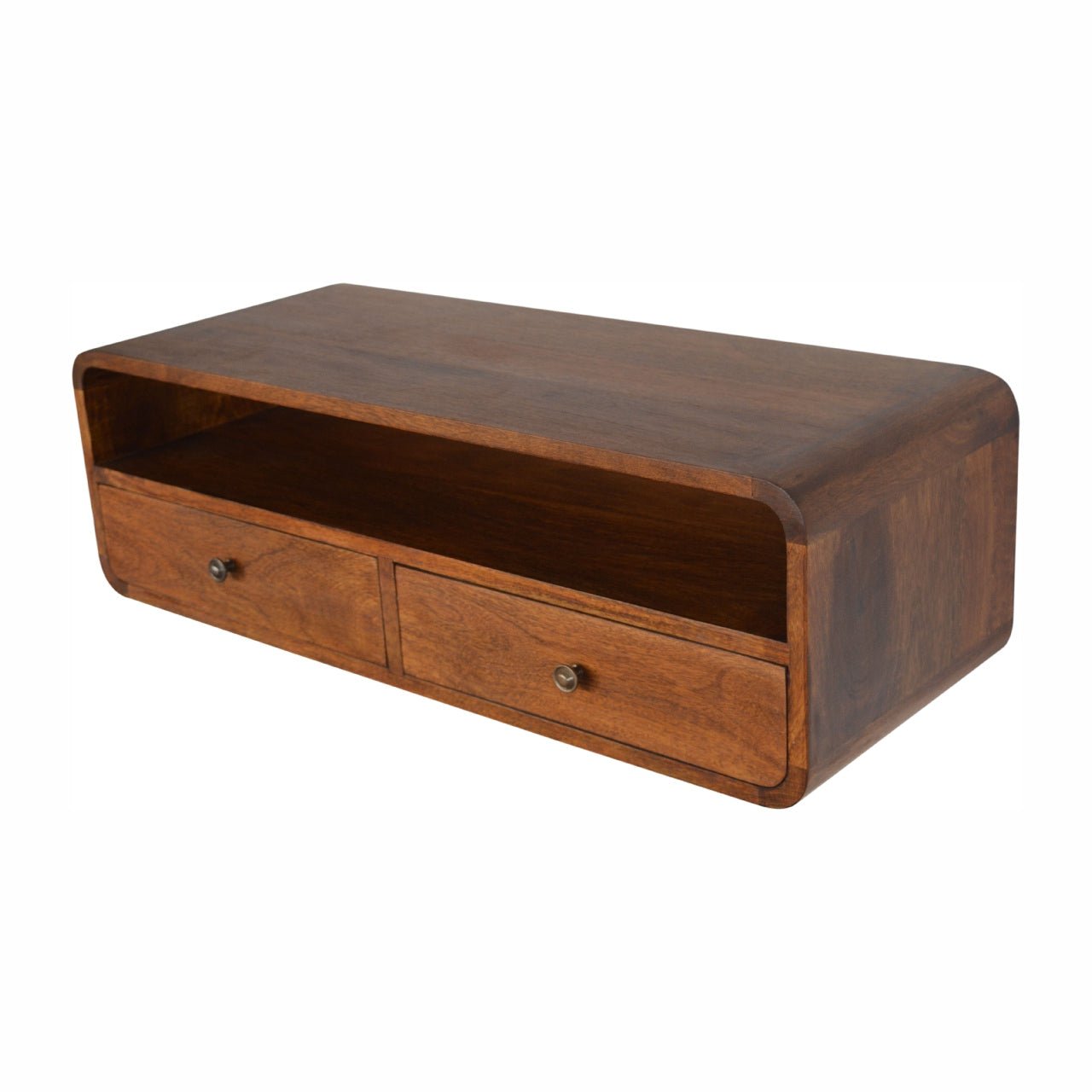 Floating Chestnut Open Console - The Sturdy Wood Company