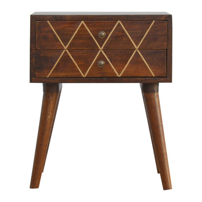 Geo Brass Inlay Bedside - The Sturdy Wood Company