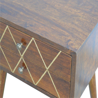 Geo Brass Inlay Bedside - The Sturdy Wood Company