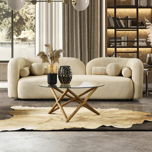 Heather Japandi Style Boucle Sofa - The Sturdy Wood Company