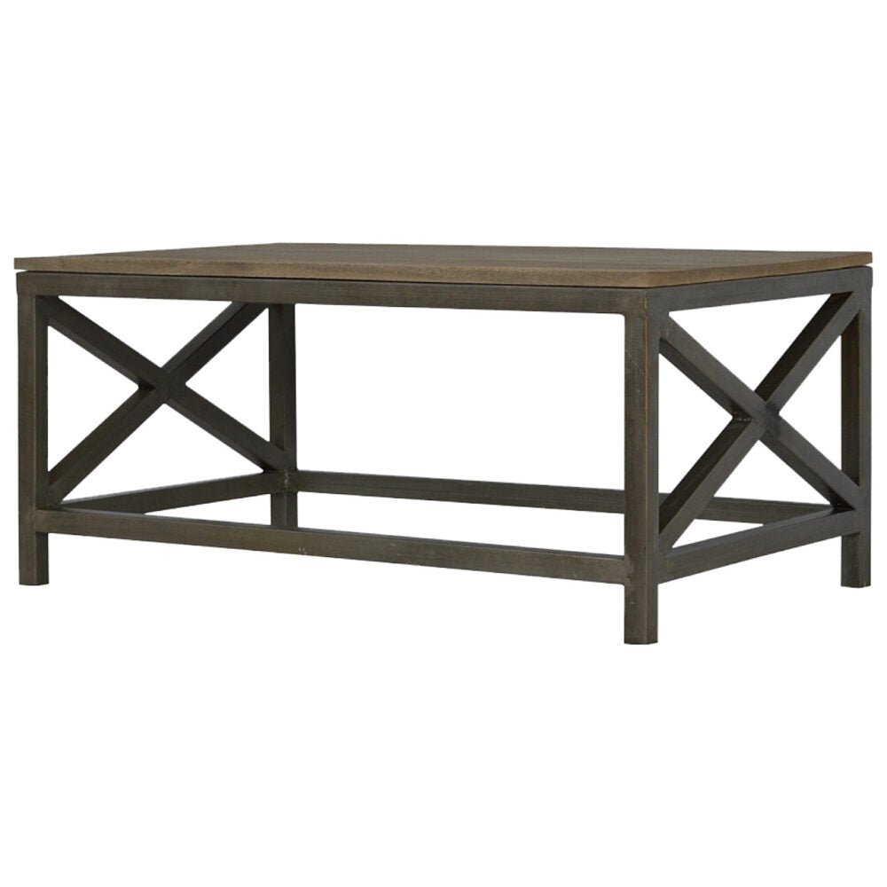 Industrial Cross Metal Coffee Table - The Sturdy Wood Company