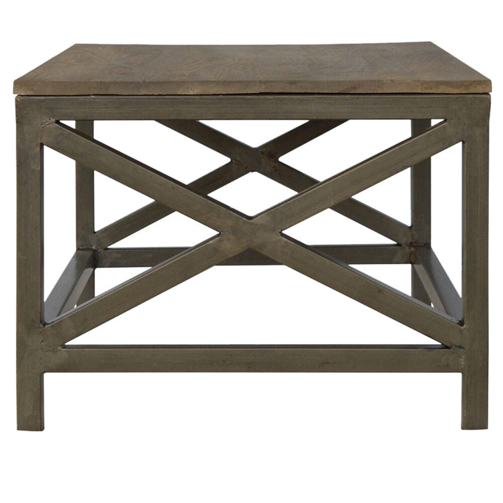 Industrial Cross Metal Coffee Table - The Sturdy Wood Company