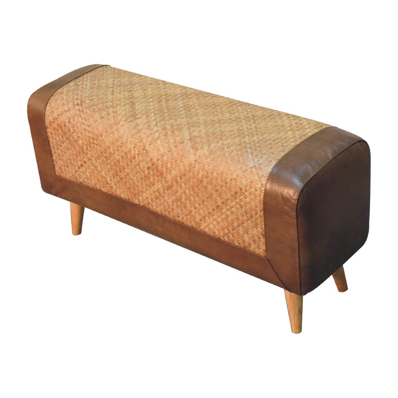 Large Seagrass Buffalo Hide Nordic Bench - The Sturdy Wood Company