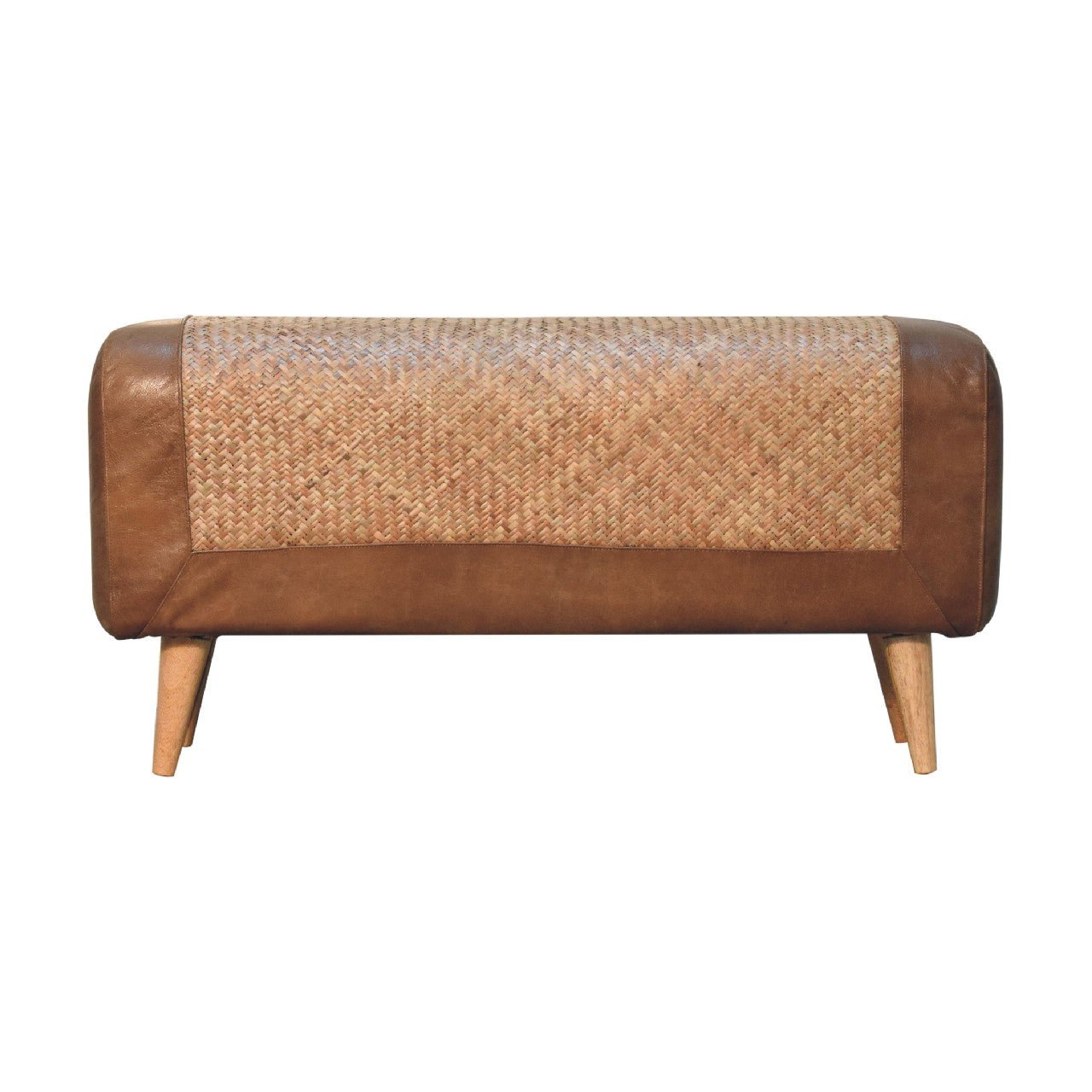 Large Seagrass Buffalo Hide Nordic Bench - The Sturdy Wood Company