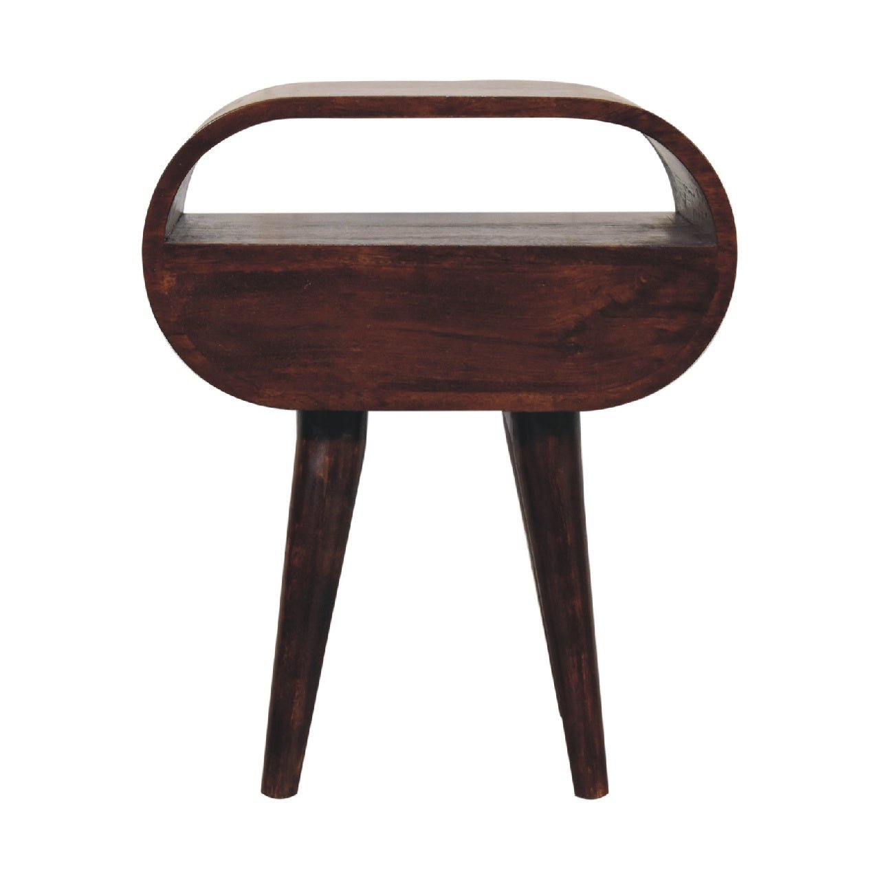 Light Walnut Circular Bedside with Open Slot - The Sturdy Wood Company