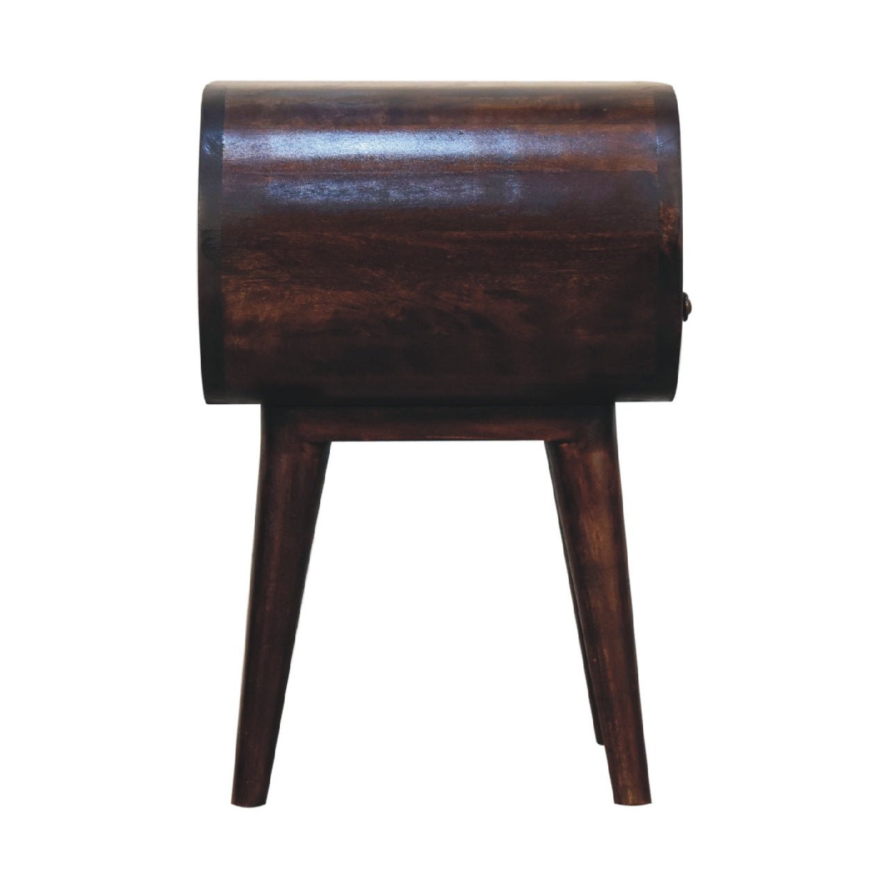 Light Walnut Circular Bedside with Open Slot - The Sturdy Wood Company