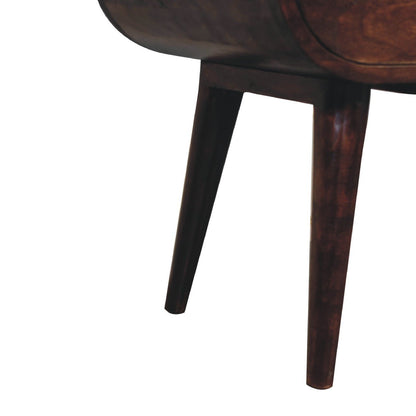 Light Walnut Circular Bedside with Open Slot - The Sturdy Wood Company