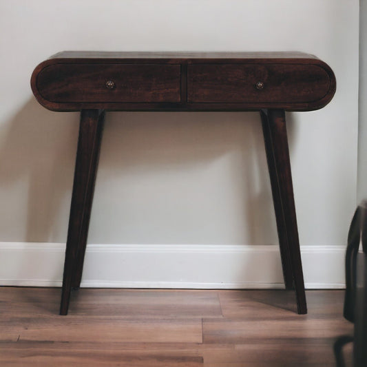 Light Walnut Curved Edge Console Table - The Sturdy Wood Company