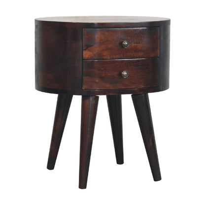 Light Walnut Rounded Bedside Table - The Sturdy Wood Company