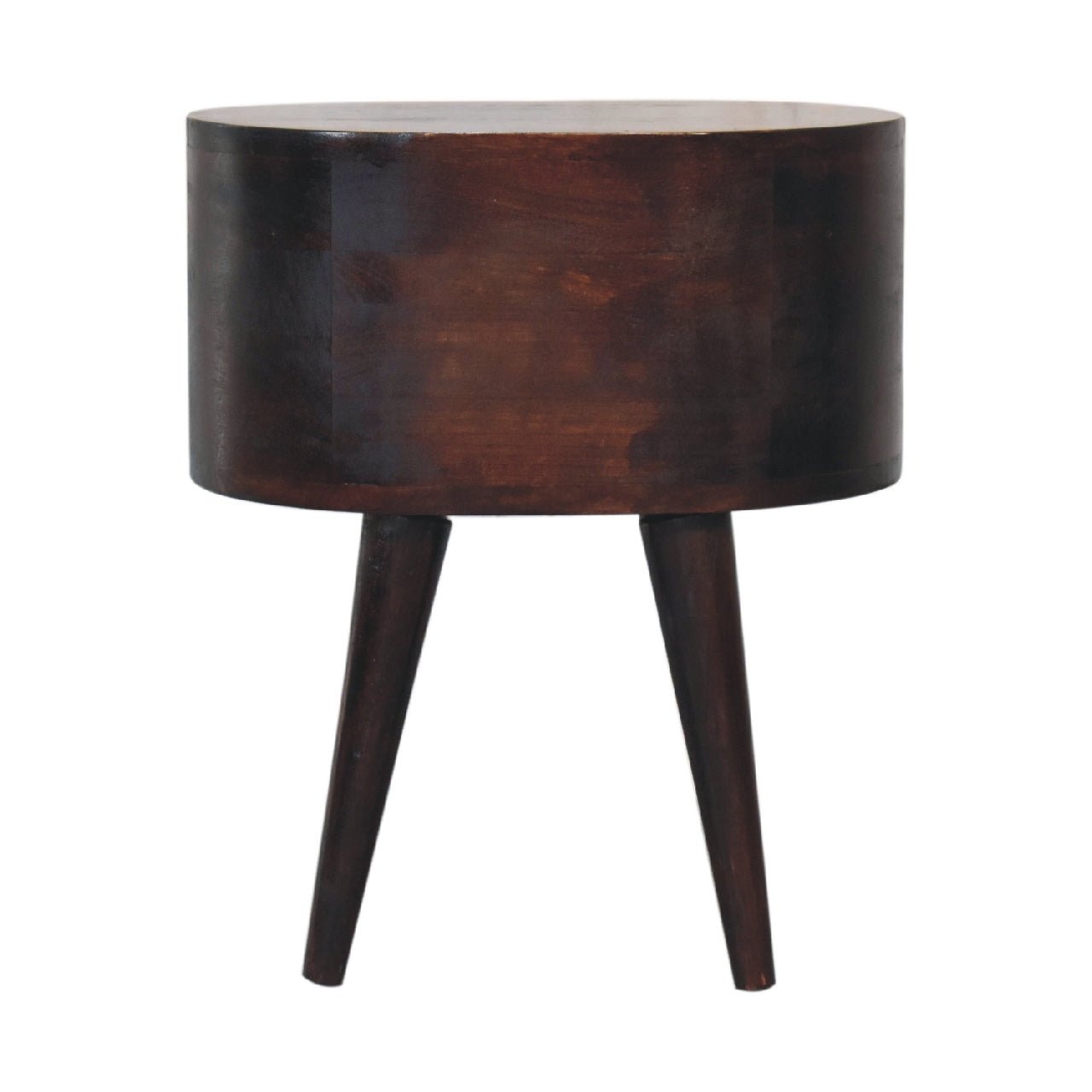 Light Walnut Rounded Bedside Table - The Sturdy Wood Company