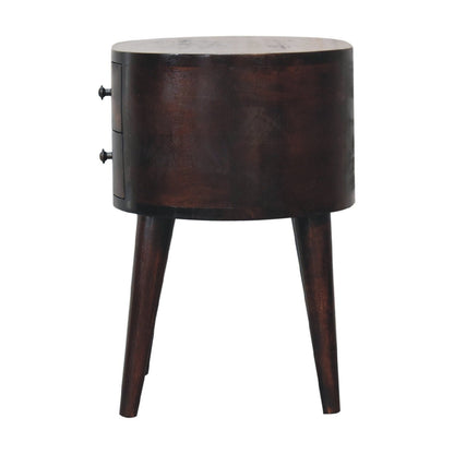 Light Walnut Rounded Bedside Table - The Sturdy Wood Company