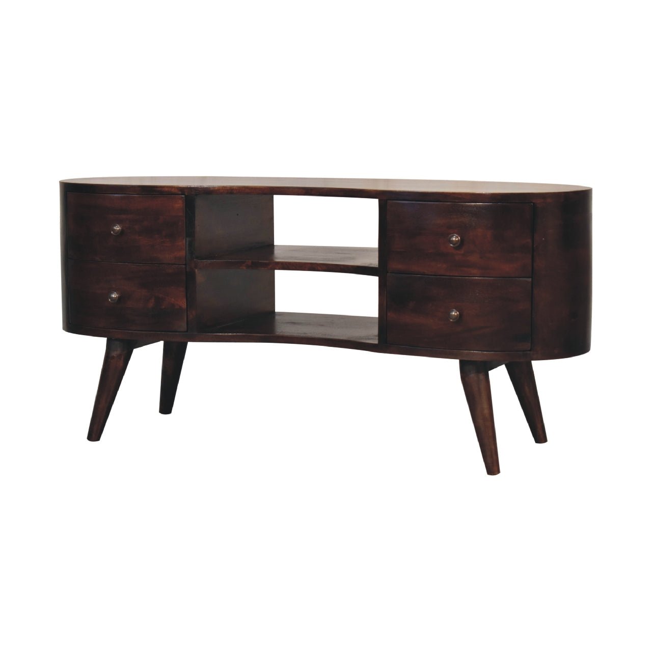 Light Walnut Wave Entertainment Unit - The Sturdy Wood Company