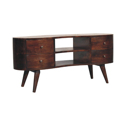 Light Walnut Wave Entertainment Unit - The Sturdy Wood Company