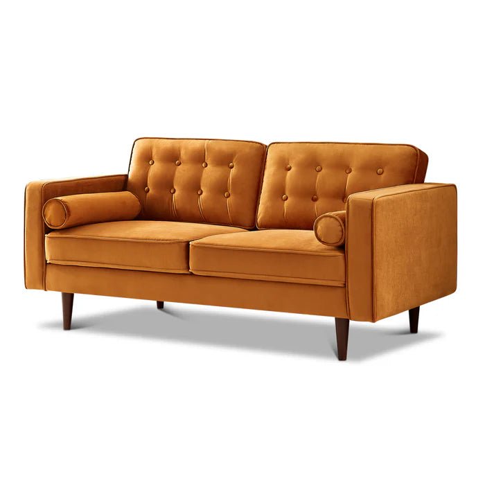 Lily Mid - Century Modern Orange Sofa - The Sturdy Wood Company