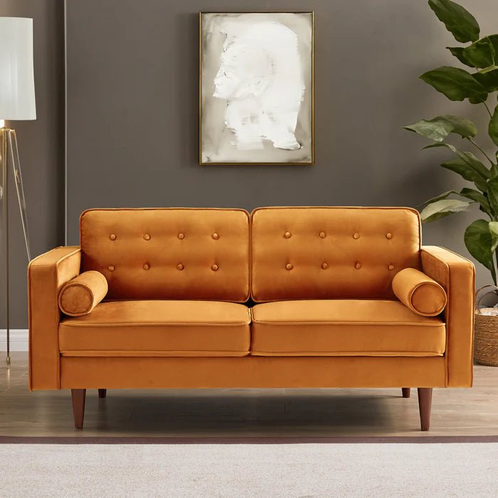 Lily Mid - Century Modern Orange Sofa - The Sturdy Wood Company