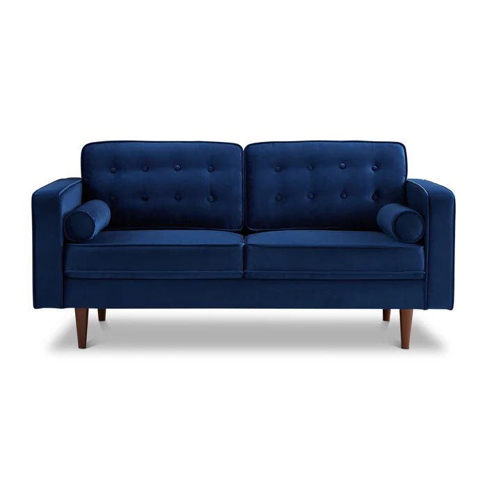 Lily Mid Century Modern Velvet Sofa Blue - The Sturdy Wood Company