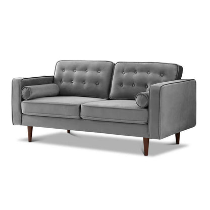 Lily Mid - Century Modern Velvet Sofa Gray - The Sturdy Wood Company