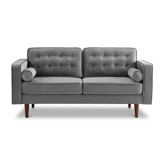 Lily Mid - Century Modern Velvet Sofa Gray - The Sturdy Wood Company