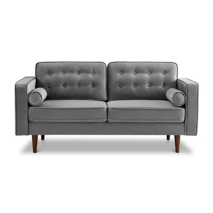 Lily Mid - Century Modern Velvet Sofa Gray - The Sturdy Wood Company