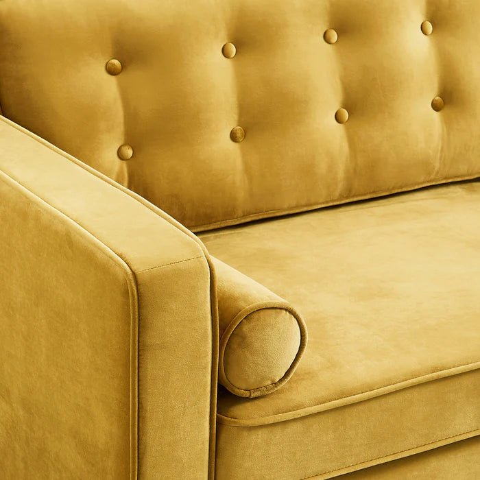 Lily Mid - Century Modern Velvet Sofa Yellow - The Sturdy Wood Company