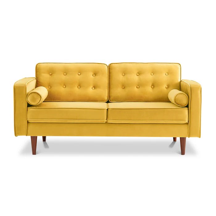 Lily Mid - Century Modern Velvet Sofa Yellow - The Sturdy Wood Company