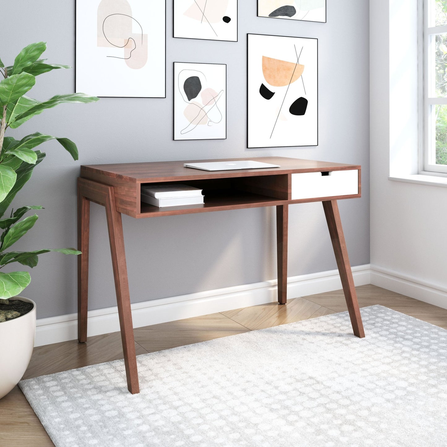 Linea Desk Walnut - The Sturdy Wood Company