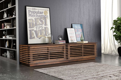 Linea Wide Entertainment Stand Walnut - The Sturdy Wood Company